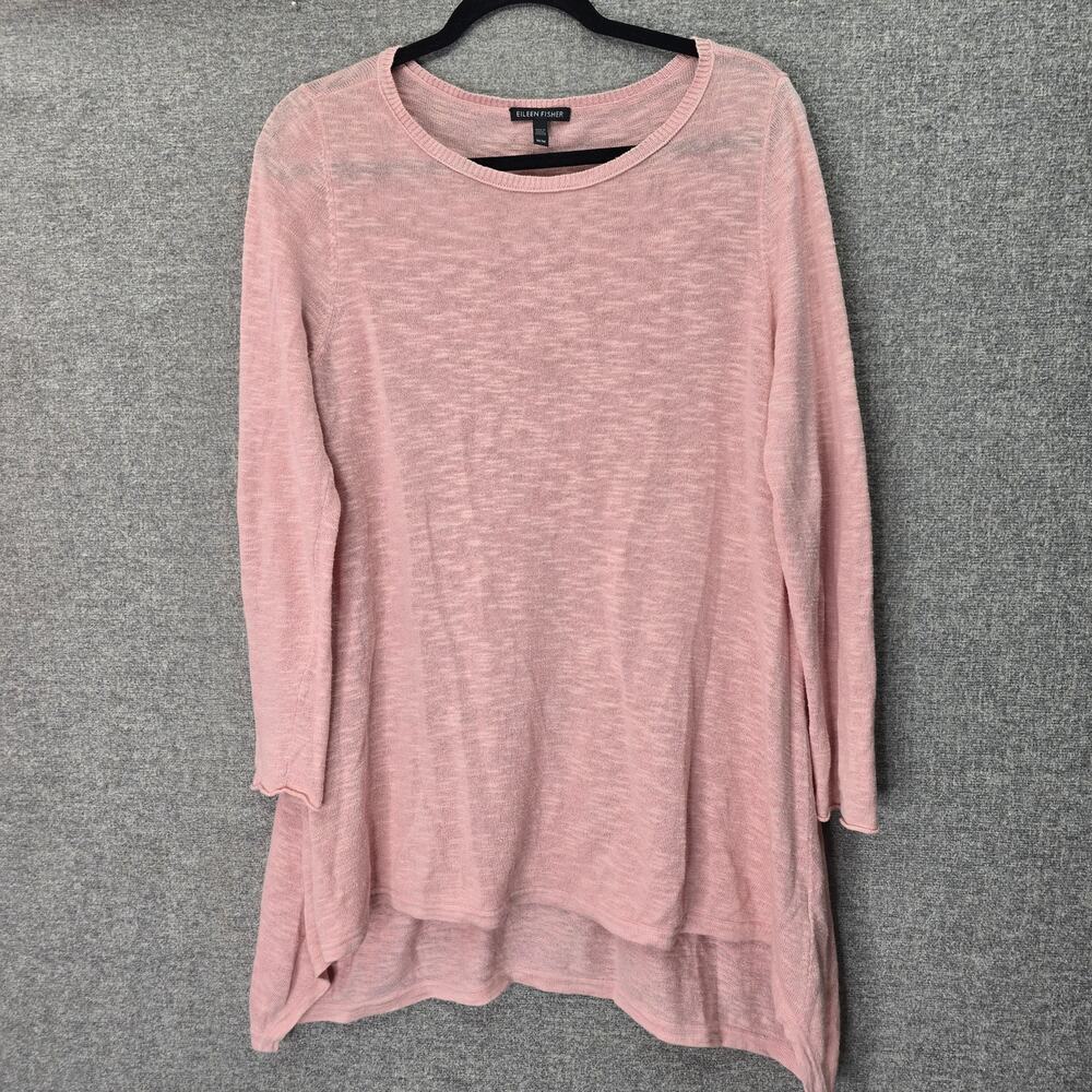 EILEEN FISHER LINEN/COTTON BLEND TUNIC TOP, SIZE M